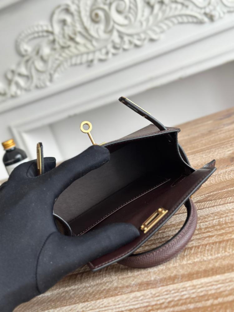 Hermes Mini Kelly II Bag 19cm - Dark Burgundy / Gold Hardware