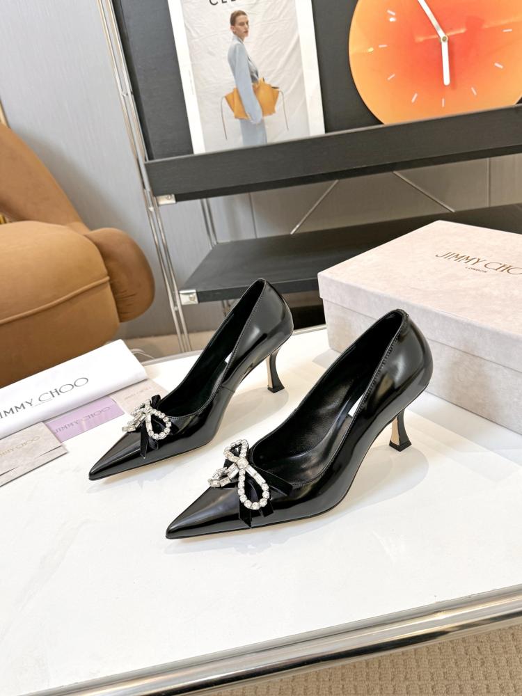 Jimmy Choo Crystal Bow Glossy Kitten Heels 35-41