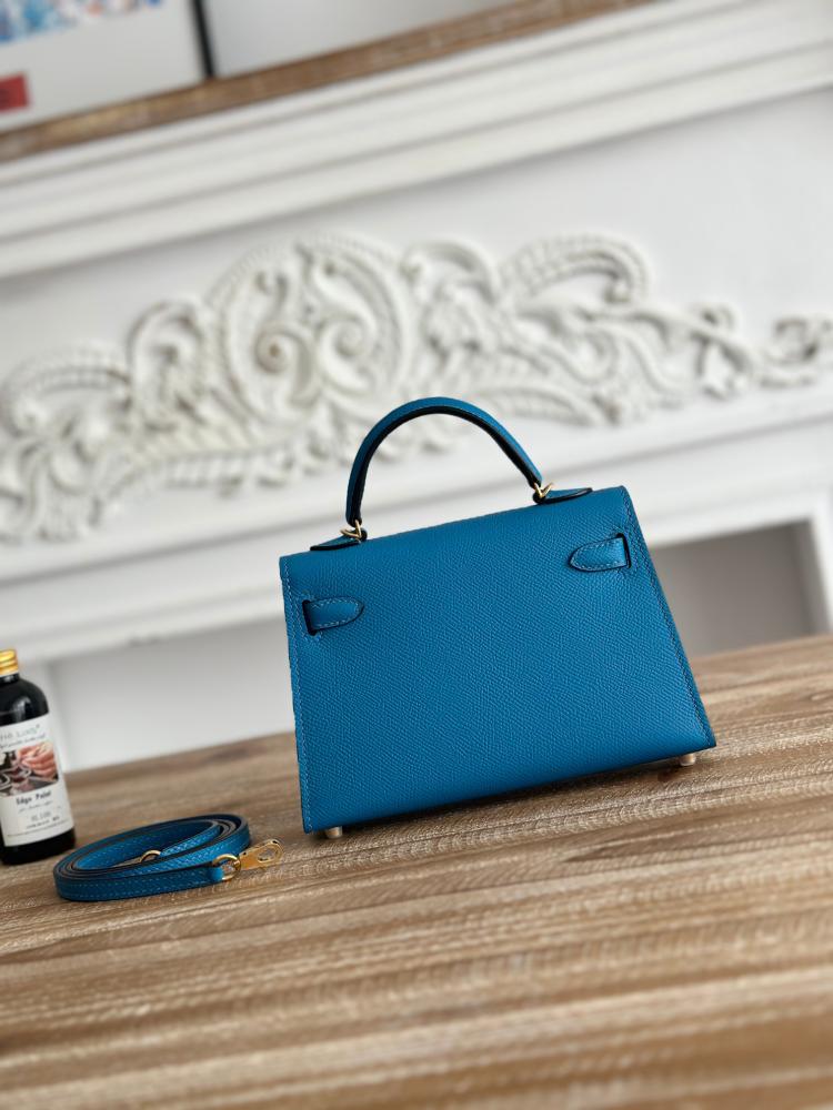 Hermes Mini Kelly II Bag 19cm - Turquoise Blue / Gold Hardware