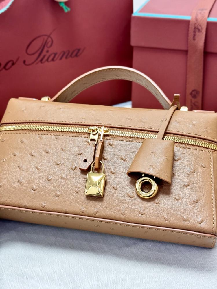 Loro Piana Smooth Leather Elongated Top Handle Bag