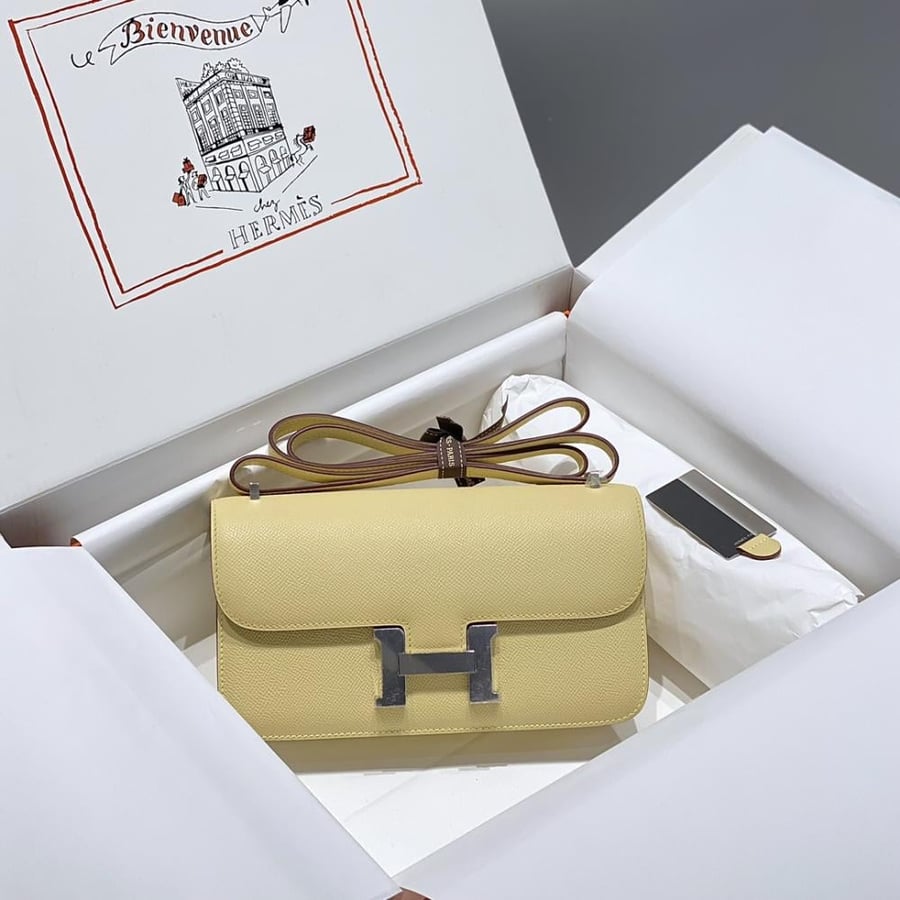 Hermes Constance Elan Bag 24cm - Butter Yellow / Silver Hardware