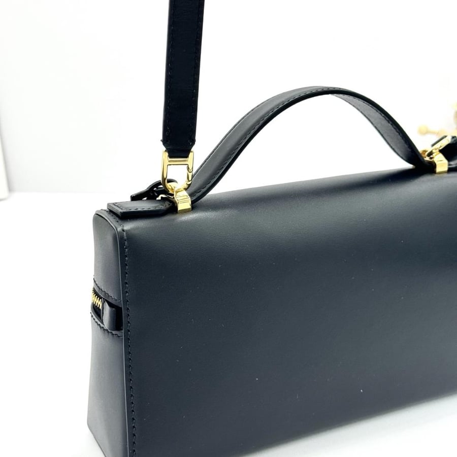 Loro Piana Smooth Leather Elongated Top Handle Bag