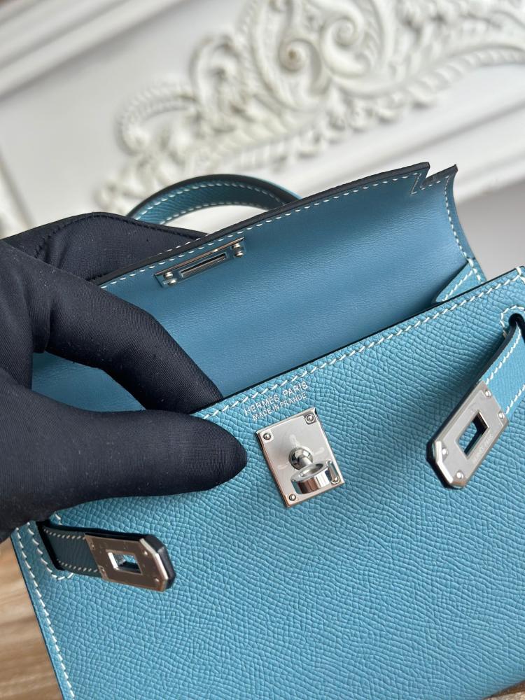 Hermes Mini Kelly II Bag 19cm - Blue Jean / Silver Hardware