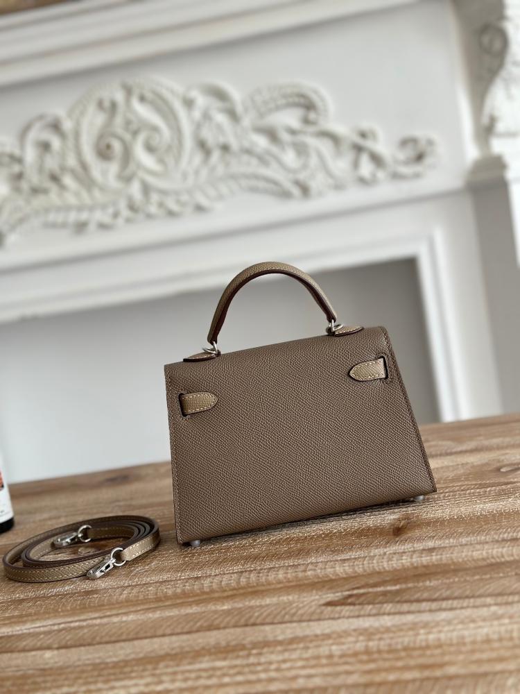 Hermes Mini Kelly II Touch Bag 19cm - Etoupe & Beige / Silver Hardware