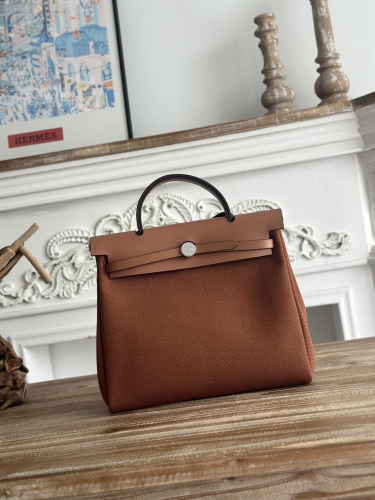 Hermes Herbag Zip Bag 31cm - Rust & Tan