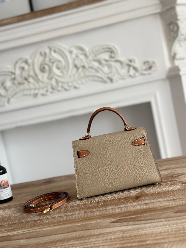 Hermes Mini Kelly II Bag 19cm - Taupe & Caramel / Gold Hardware