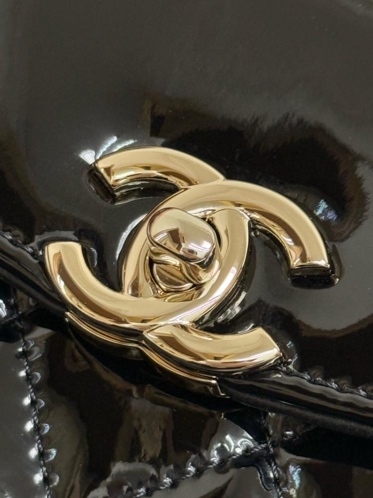 Chanel Mini Kelly Top Handle Quilted Patent Leather Bag