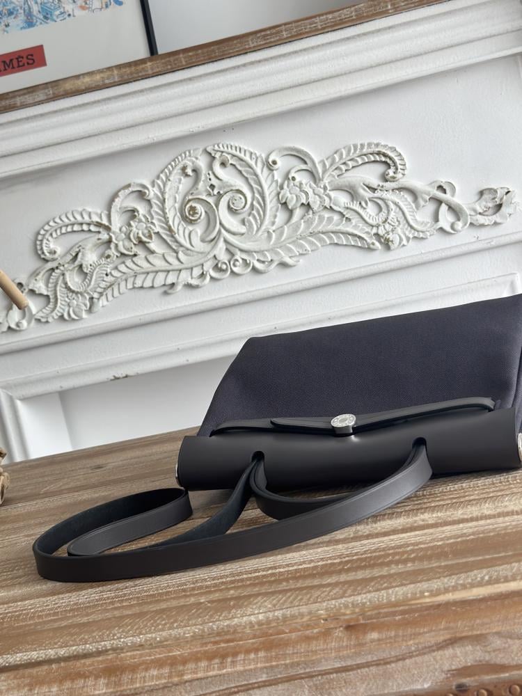 Hermes Herbag Zip Bag 31cm - Navy & Black
