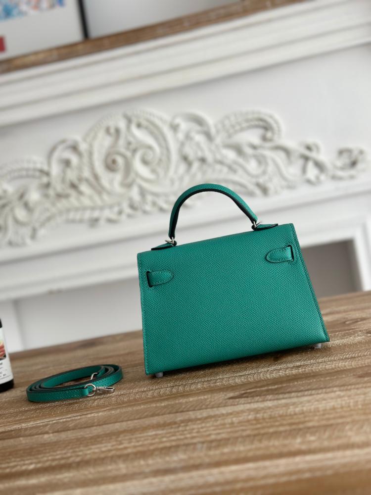 Hermes Mini Kelly II Bag 19cm - Teal / Silver Hardware