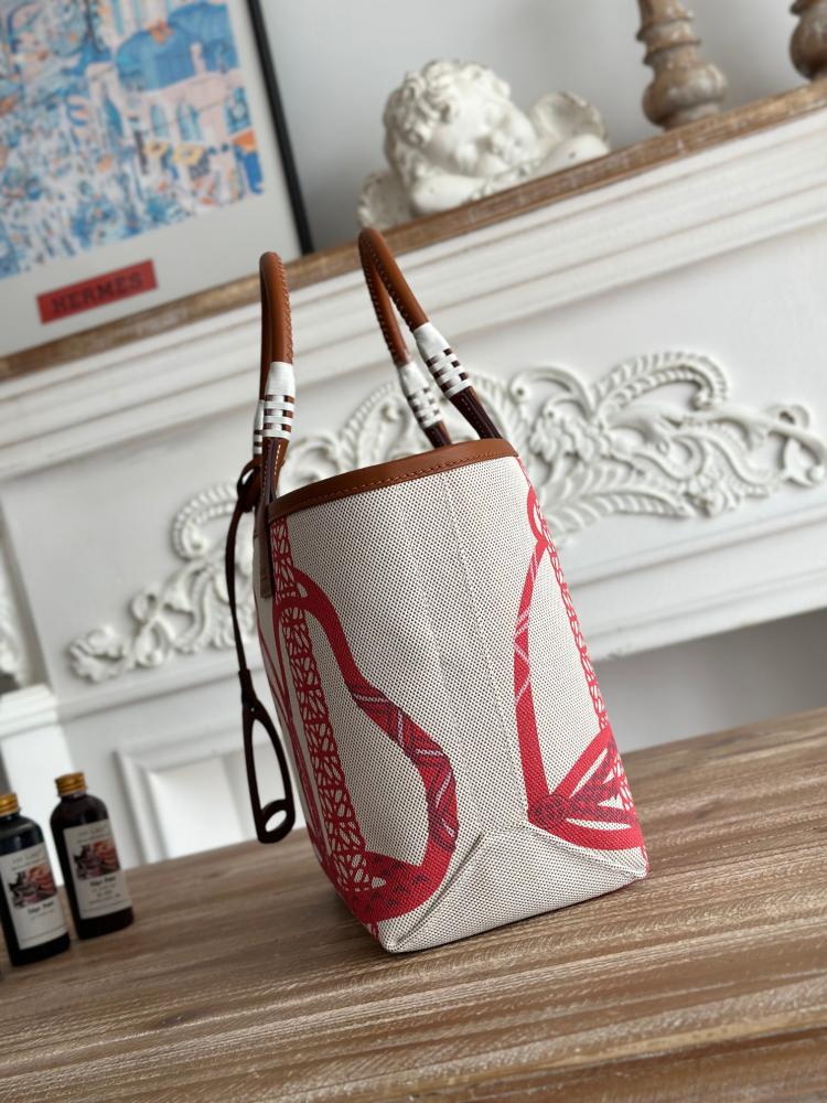 Hermes Steeple 28 Printed Canvas Tote Bag