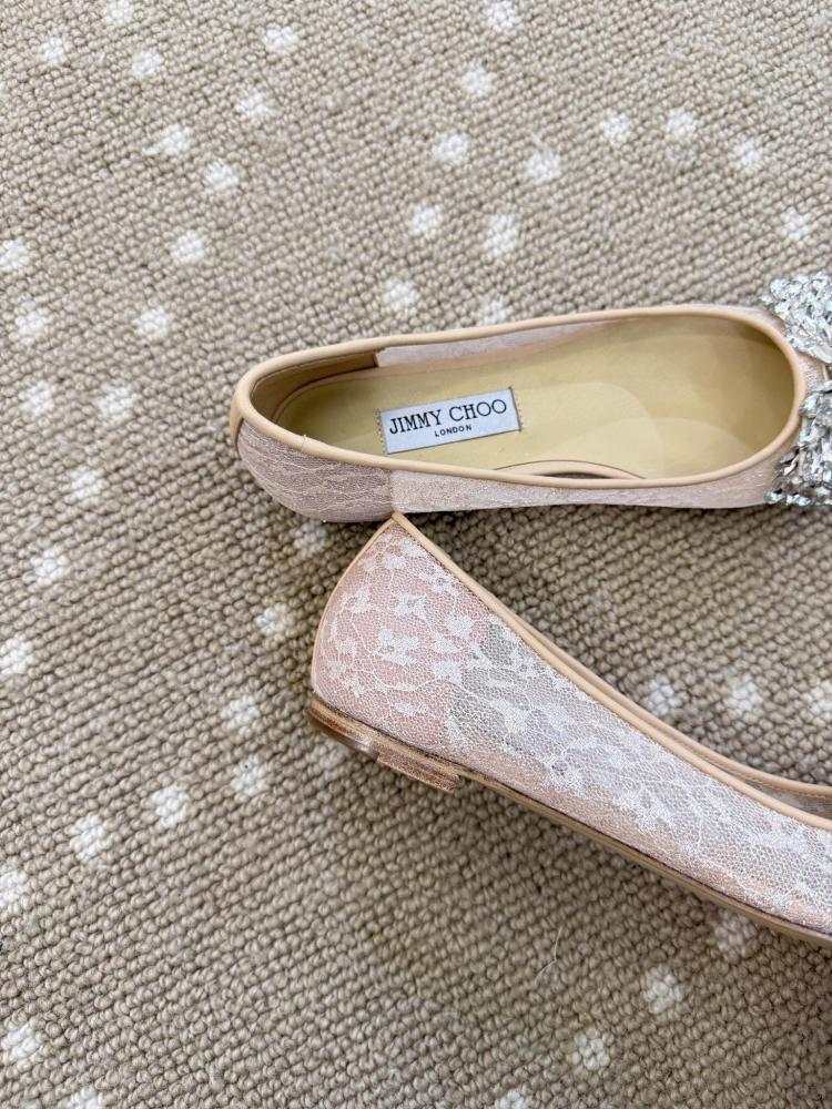 Jimmy Choo Embellished Pointed-Toe Flats 35-41