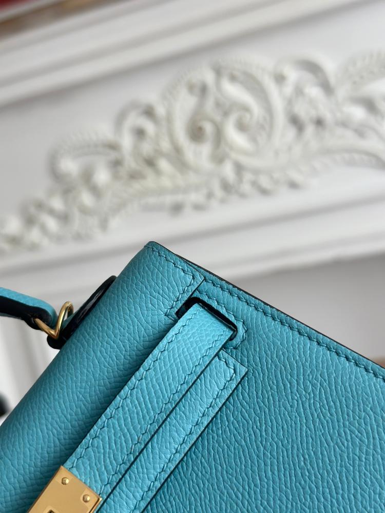 Hermes Mini Kelly II Bag 19cm - Lagoon Blue / Gold Hardware