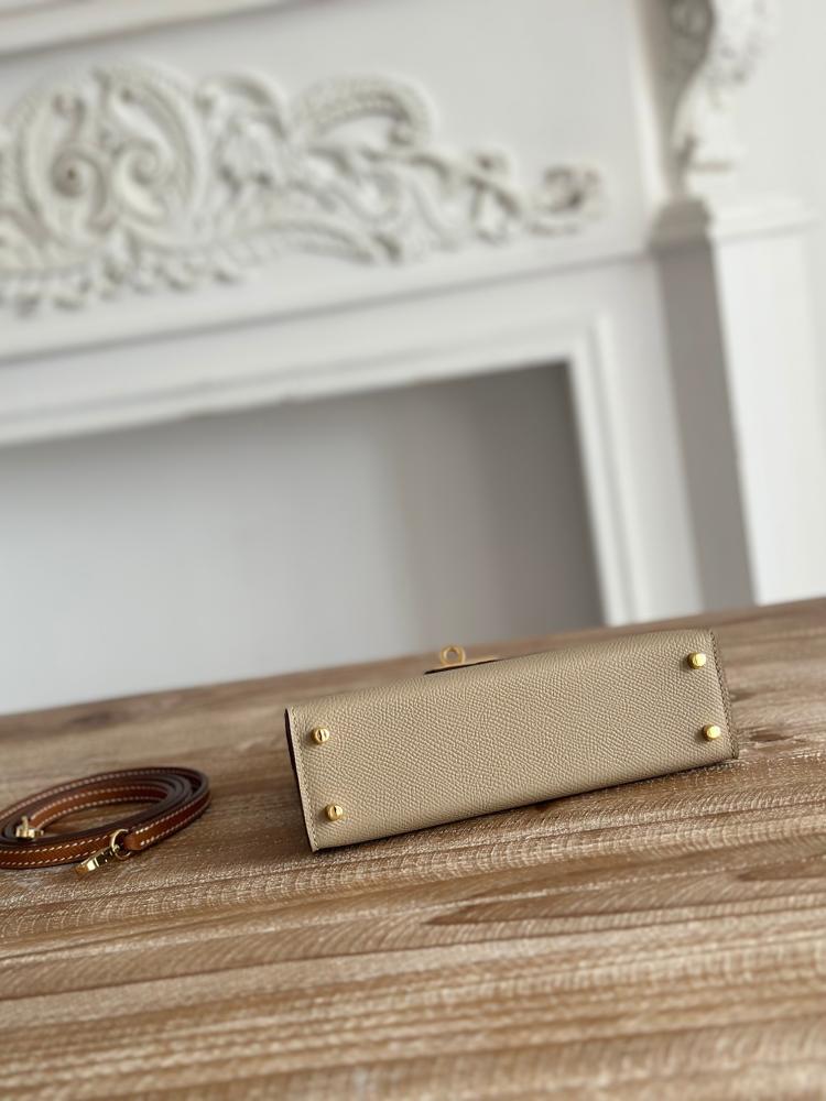 Hermes Mini Kelly II Bag 19cm - Taupe & Caramel / Gold Hardware