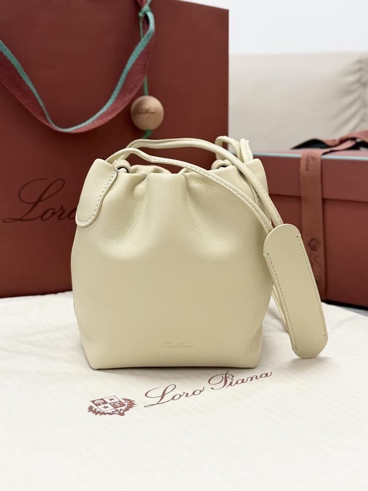 Loro Piana Bale Softy Drawstring Bucket Bag