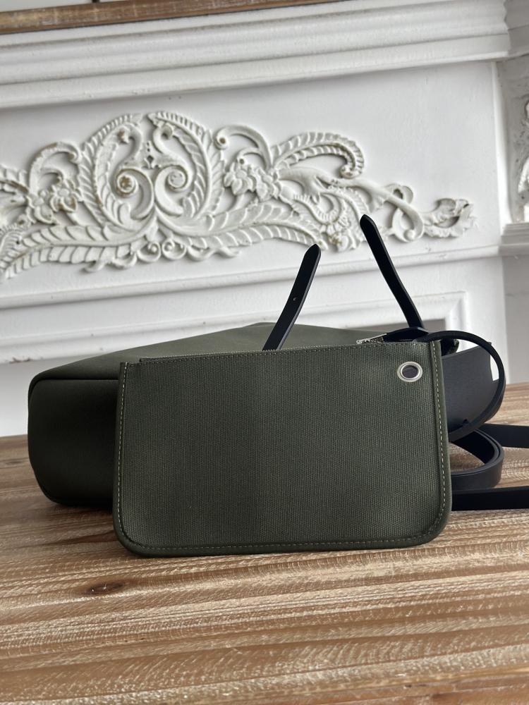 Hermes Herbag Zip Bag 31cm - Khaki Green & Black