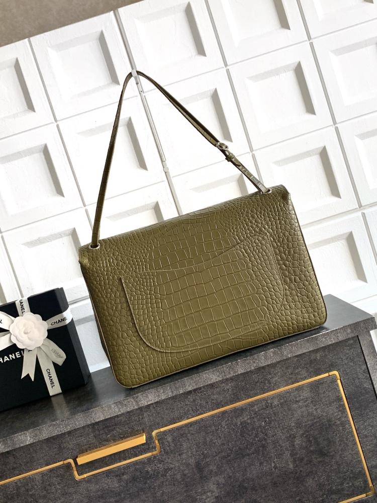 Chanel Croc-Embossed Leather Flap Bag
