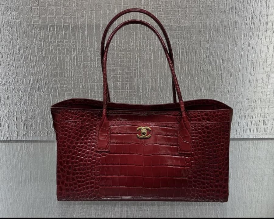 Chanel Croc-Embossed Leather Tote Bag
