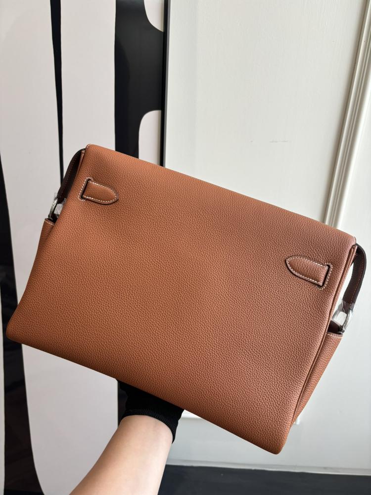 Hermes Kelly Messenger Bag 32cm - Caramel / Silver Hardware