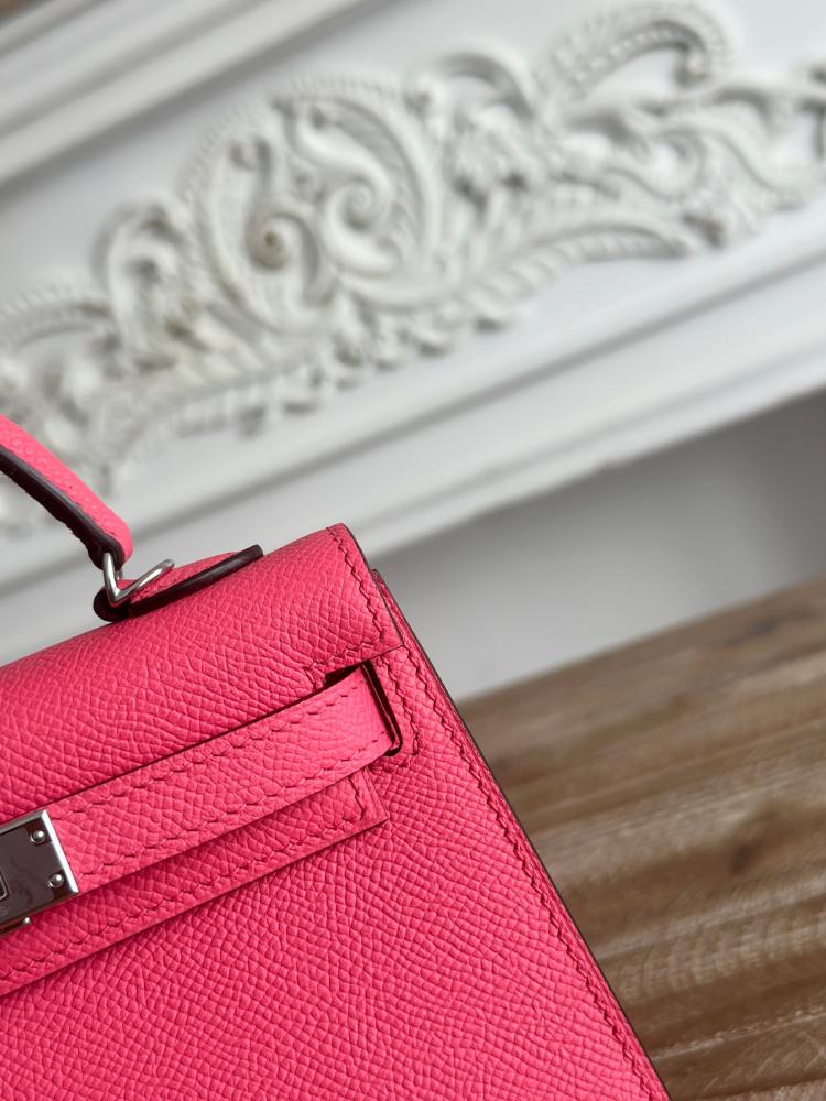 Hermes Mini Kelly II Bag 19cm - Raspberry Pink / Silver Hardware