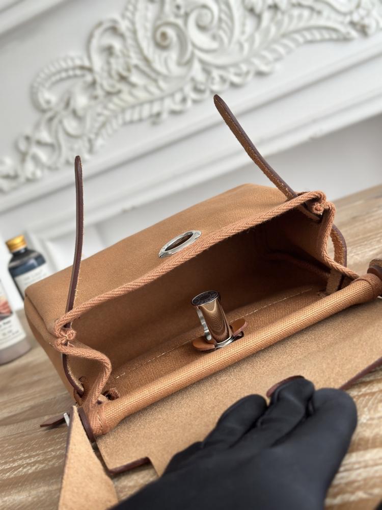 Hermes Mini Herbag Bag 20cm - Camel & Caramel / Silver Hardware