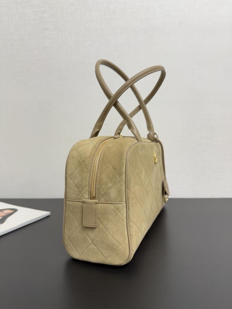 Chanel Quilted Suede Bowling Bag