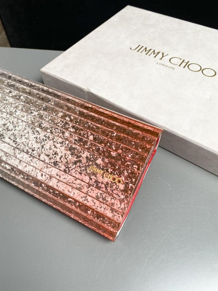 Jimmy Choo Structured Glitter Ribbed Clutch
