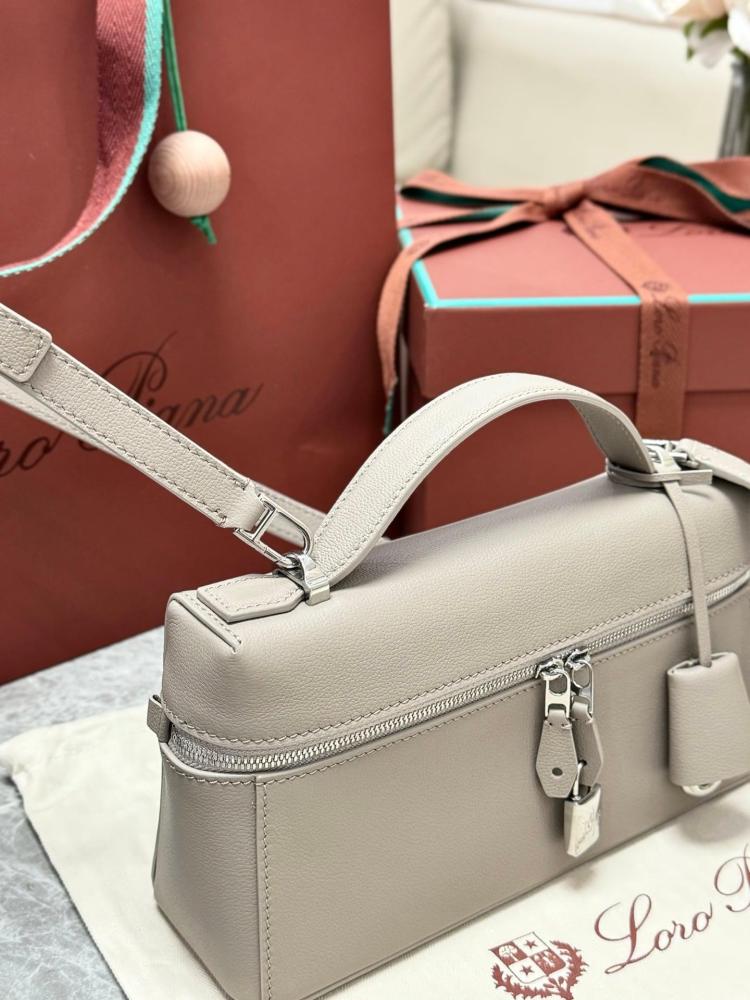 Loro Piana Smooth Leather Elongated Top Handle Bag