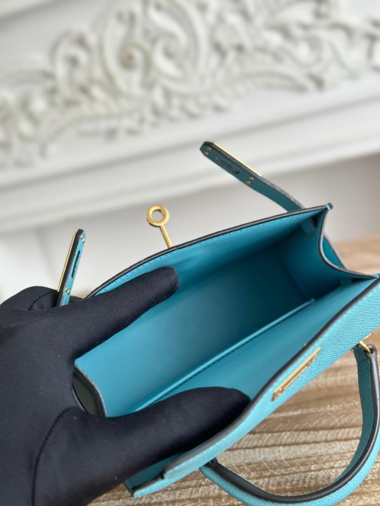 Hermes Mini Kelly II Bag 19cm - Lagoon Blue / Gold Hardware