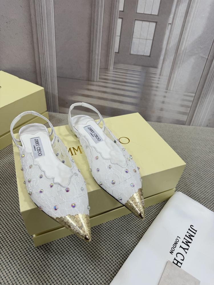 Jimmy Choo Embellished Pointed-Toe Flats 35-41