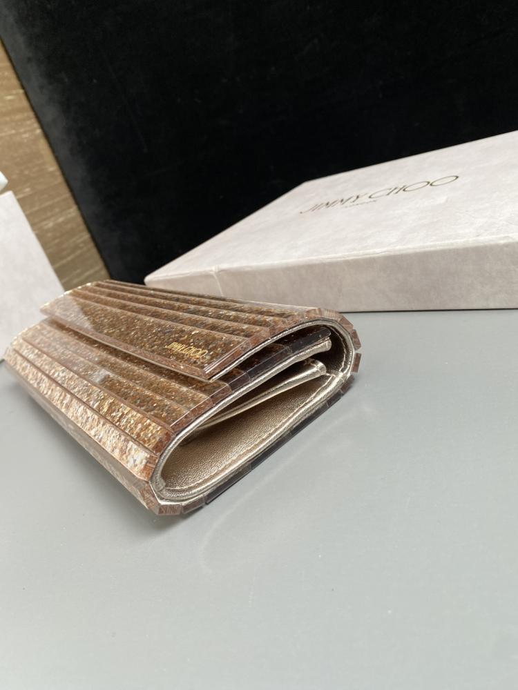 Jimmy Choo Structured Glitter Ribbed Clutch
