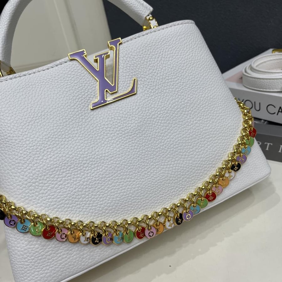 Louis Vuitton Capucines BB Leather Bag with Charms Chain