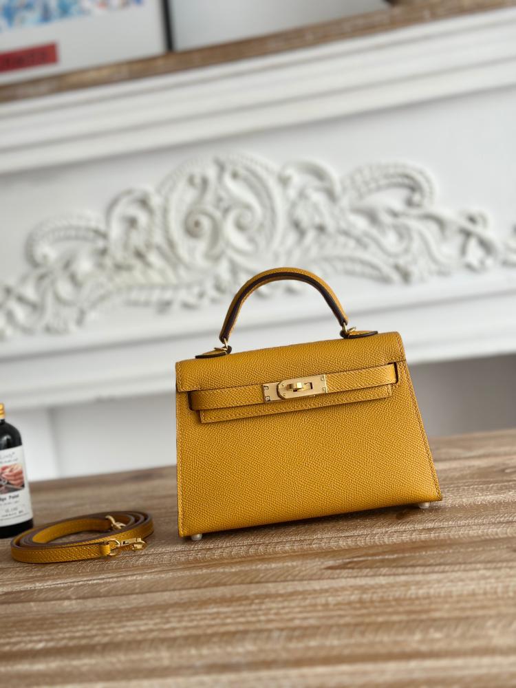 Hermes Mini Kelly II Bag 19cm - Mustard / Gold Hardware