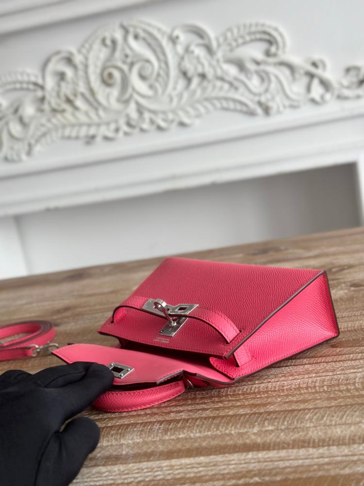 Hermes Mini Kelly II Bag 19cm - Raspberry Pink / Silver Hardware