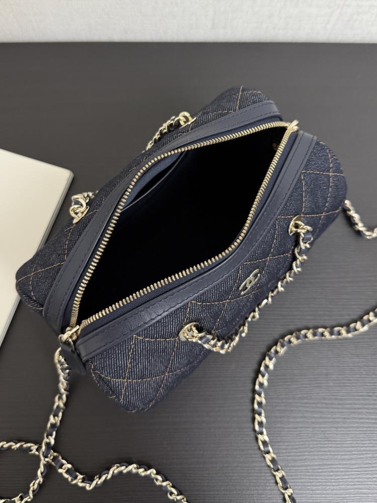 Chanel Quilted Denim Cylindrical Bag