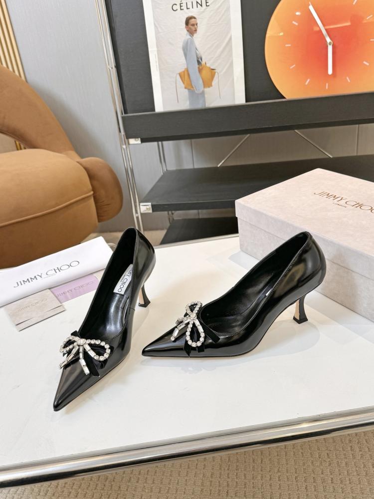 Jimmy Choo Crystal Bow Glossy Kitten Heels 35-41