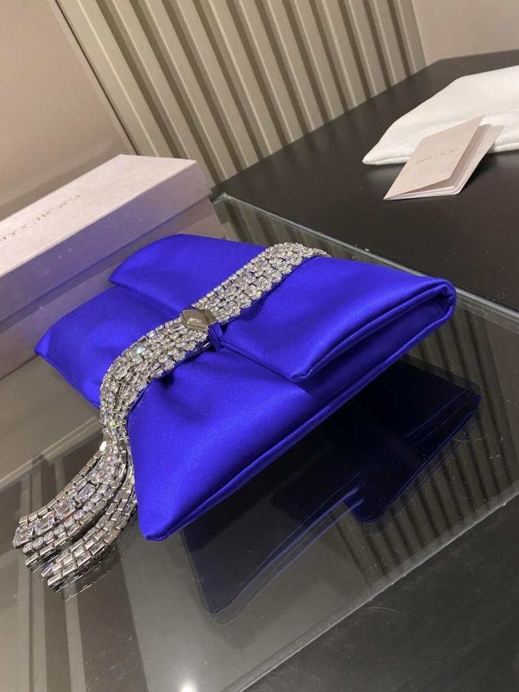 Jimmy Choo Crystal Fringe Crinkled Leather Clutch