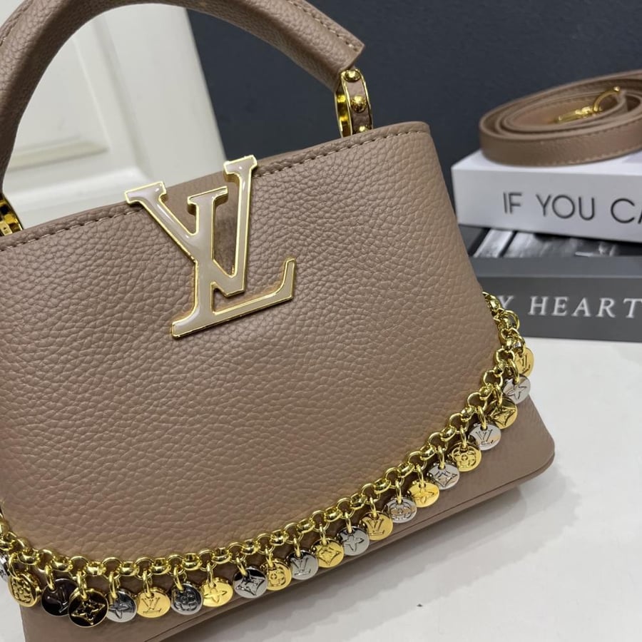 Louis Vuitton Capucines Mini Leather Bag with Charms Chain