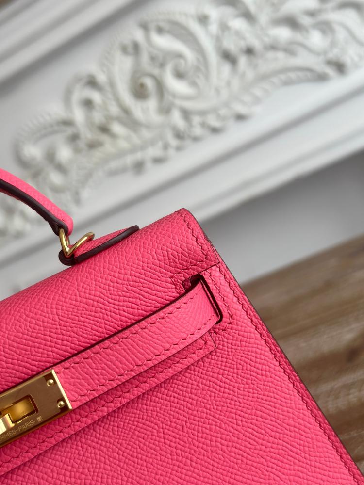 Hermes Mini Kelly II Bag 19cm - Raspberry Pink / Gold Hardware