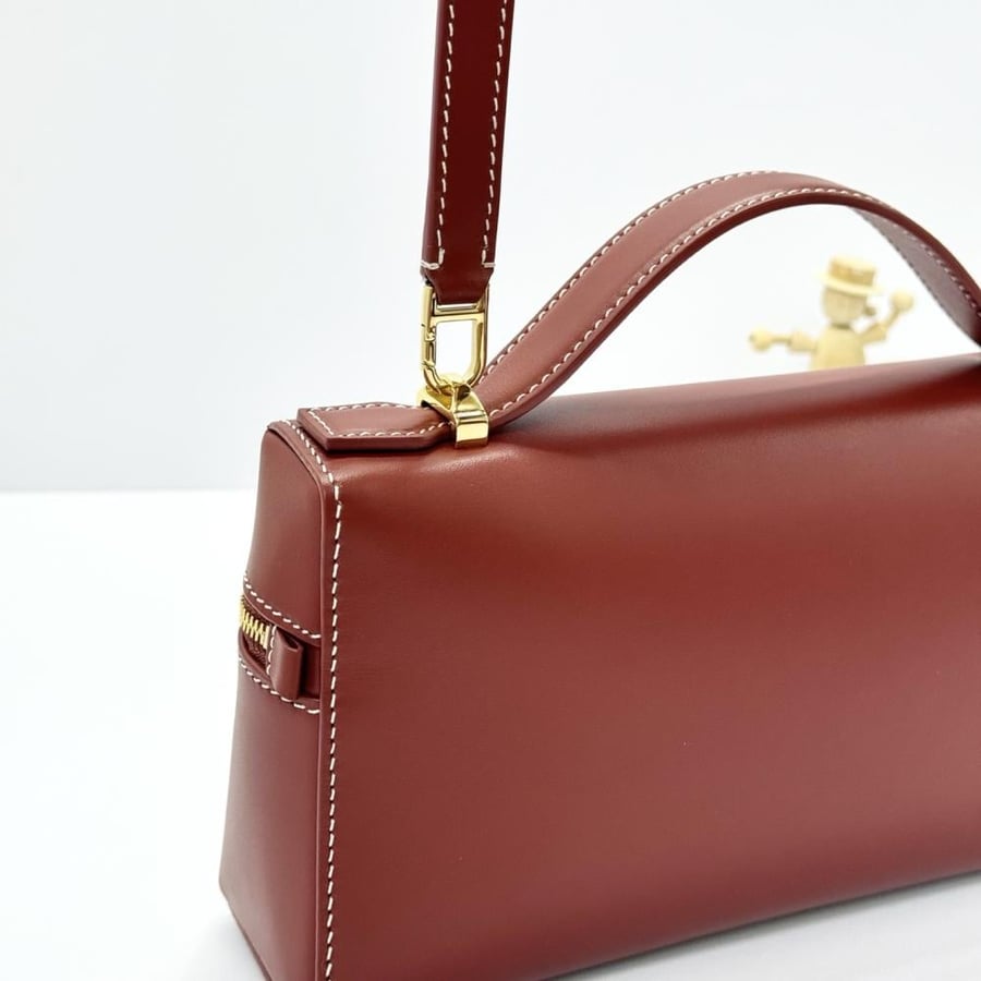 Loro Piana Smooth Leather Elongated Top Handle Bag