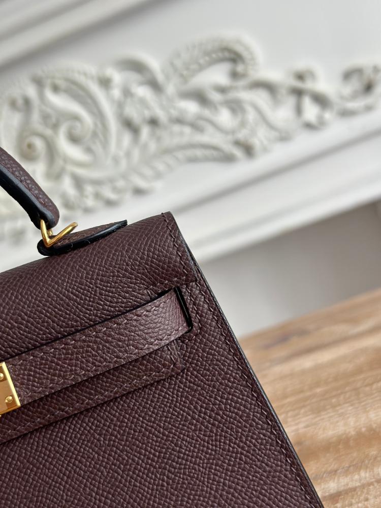 Hermes Mini Kelly II Bag 19cm - Dark Burgundy / Gold Hardware