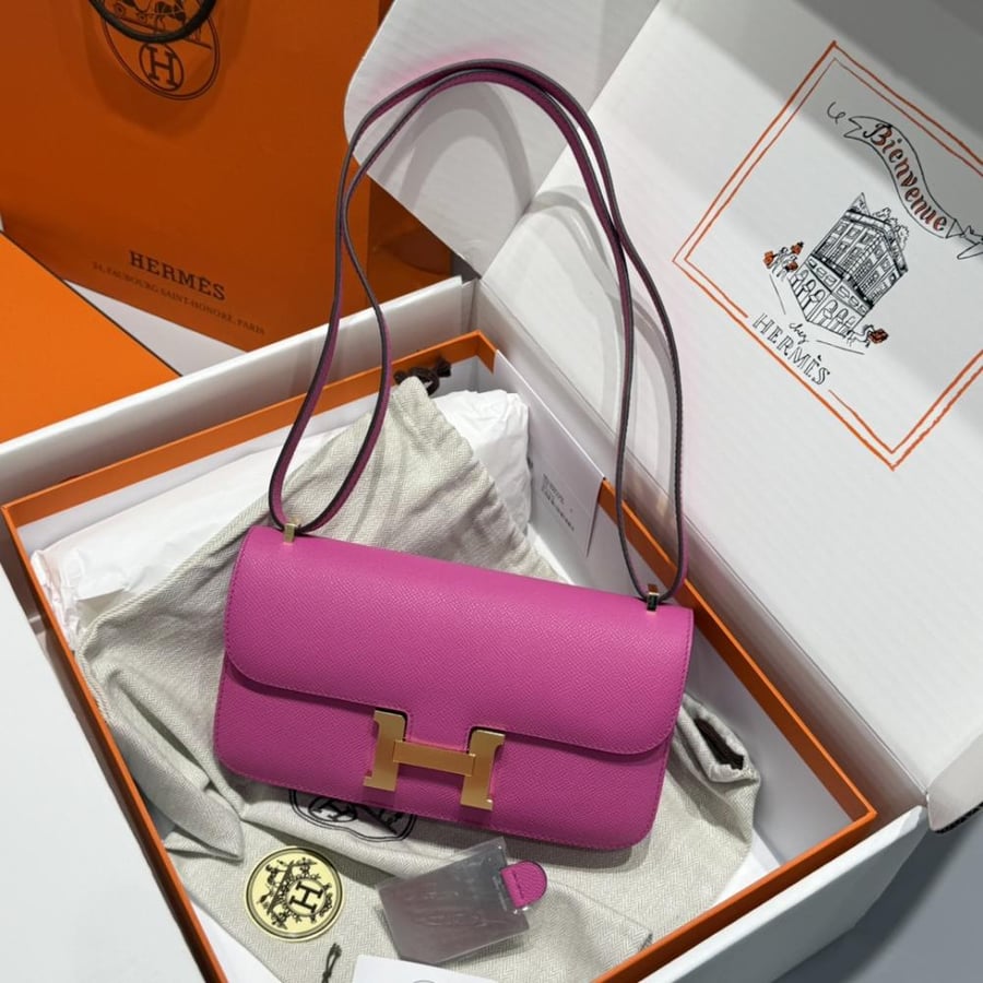 Hermes Constance Elan Bag 24cm - Magenta / Silver Hardware