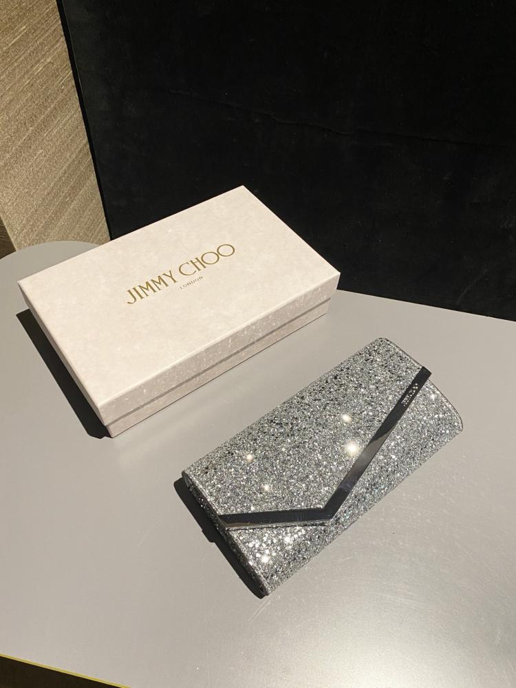 Jimmy Choo Glitter Clutch Wallet on Chain
