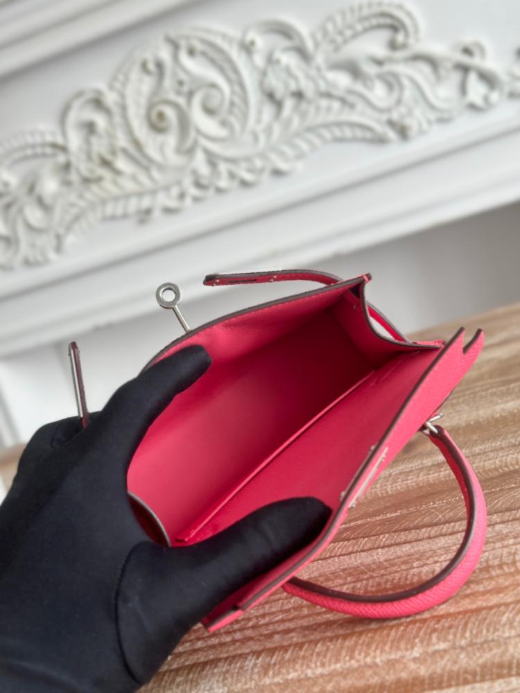 Hermes Mini Kelly II Bag 19cm - Raspberry Pink / Silver Hardware