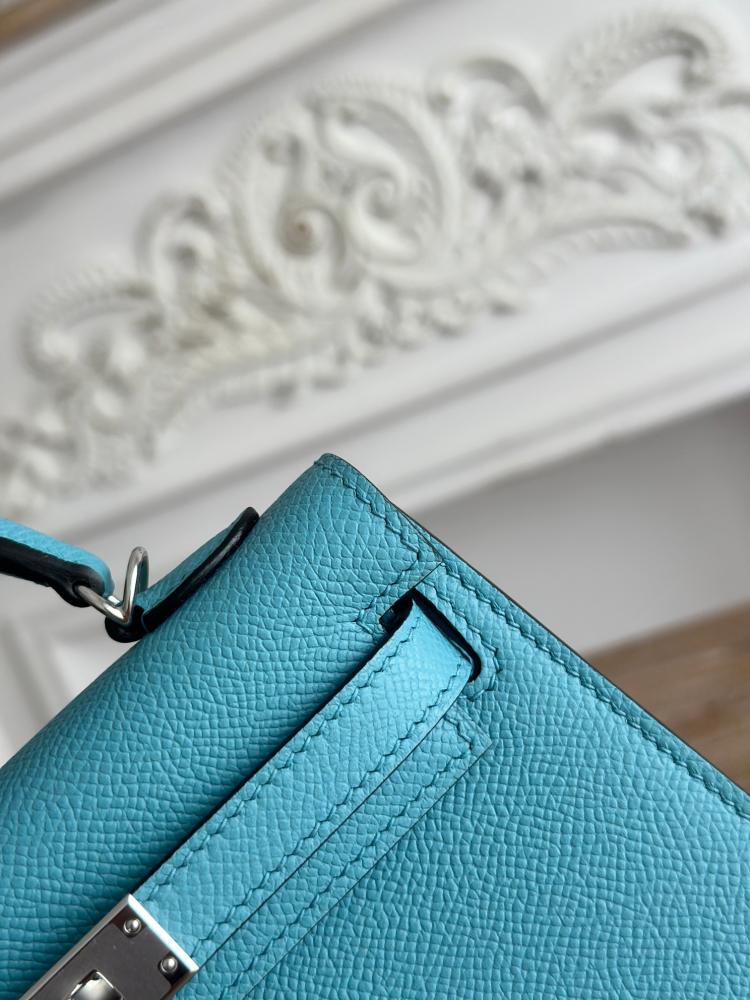 Hermes Mini Kelly II Bag 19cm - Lagoon Blue / Silver Hardware