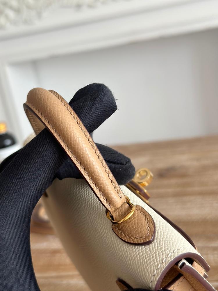 Hermes Mini Kelly II Bag 19cm - Ecru & Tan / Gold Hardware
