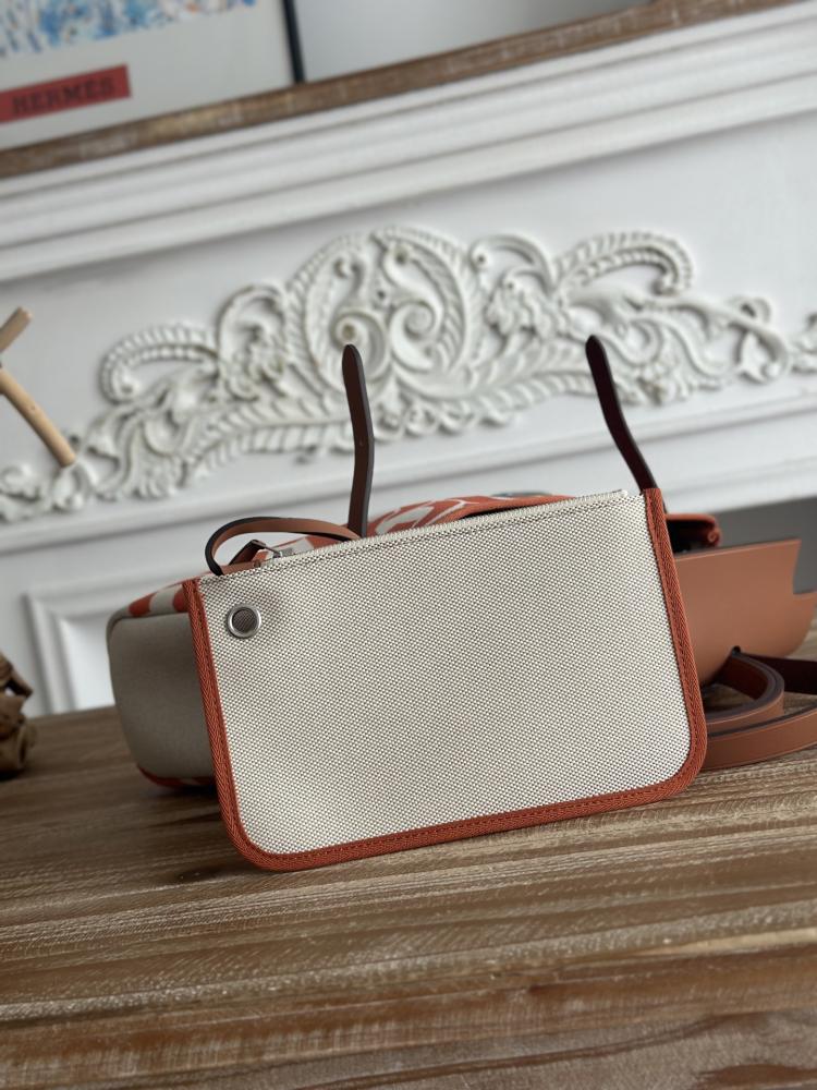 Hermes Herbag Zip Bag 31cm - Orange Chain Print & Tan