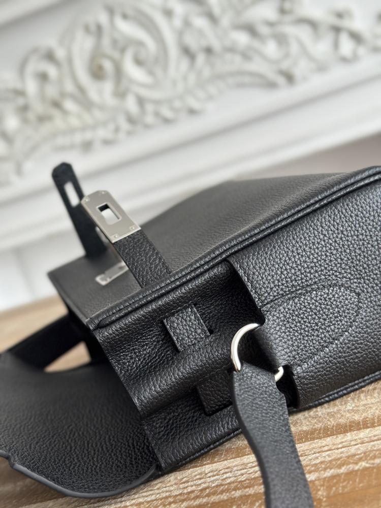 Hermes Kelly Messenger Bag 25cm - Black / Silver Hardware