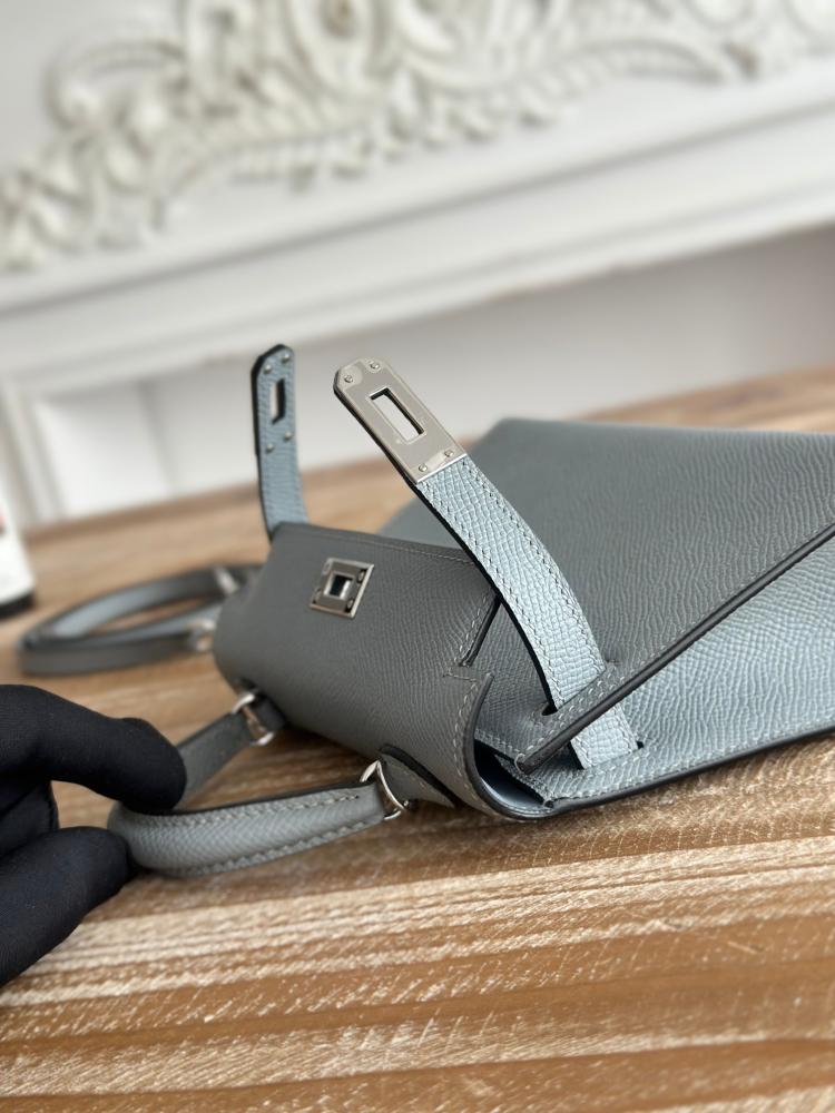 Hermes Mini Kelly II Bag 19cm - Blue Grey / Silver Hardware