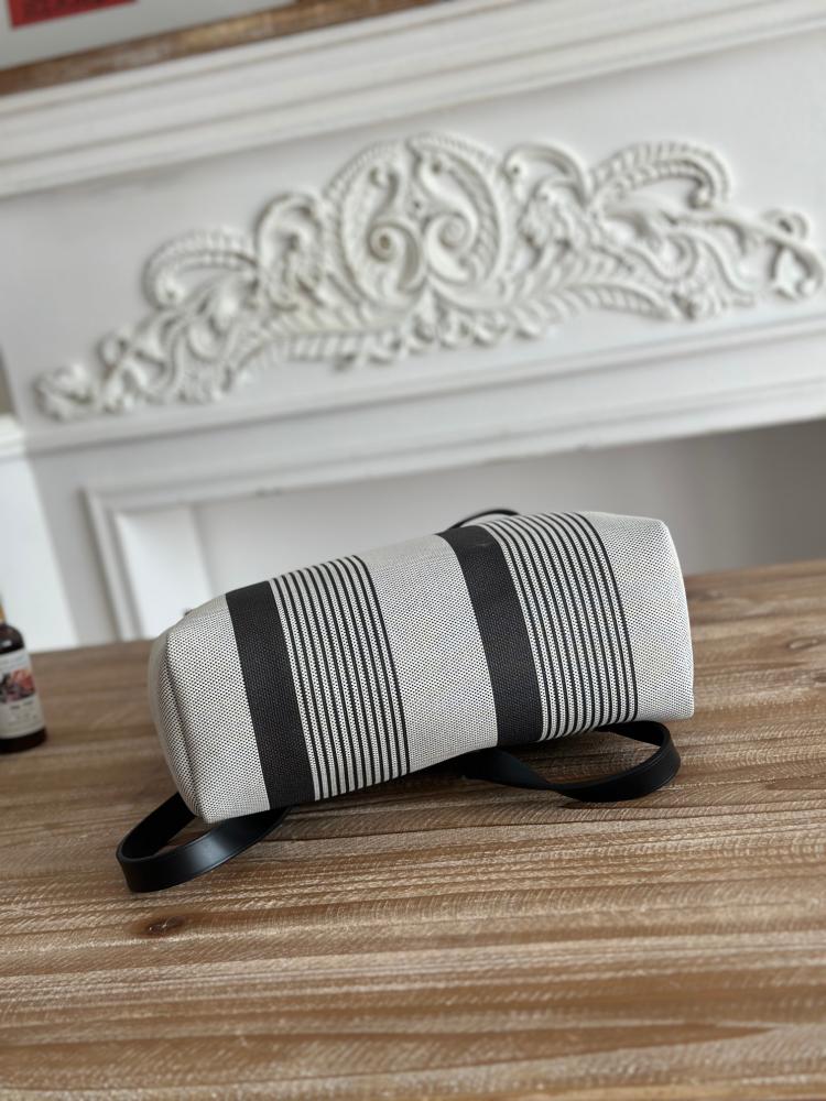Hermes Herbag à Dos Backpack 30cm - Ecru H Stripe & Black