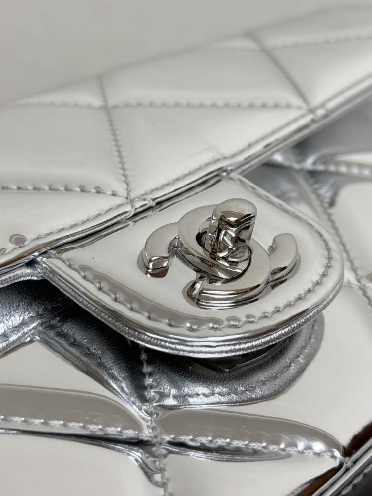 Chanel Glossy Quilted Top Handle Flap Bag